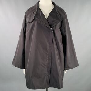 AKRIS Size 12 Black Silk Zip Up Coat